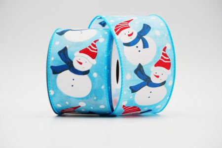 Snowman wired Christmas Ribbon_KF6562GC-12-213_Blue